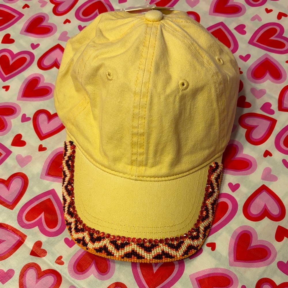 Yellow Beaded Baseball Cap